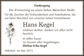 Traueranzeige von Hans Kegel von Super Sonntag SGH Mansf. Land