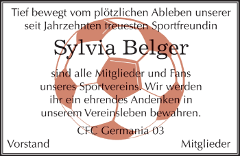 Traueranzeige von Sylvia Belger von Mitteldeutsche Zeitung Köthen