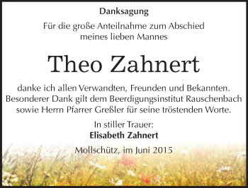 Traueranzeige von Theo Zahnert von Mitteldeutsche Zeitung Naumburg/Nebra