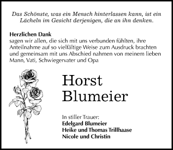 Traueranzeige von Horst Blumeier von Mitteldeutsche Zeitung Merseburg/Querfurt