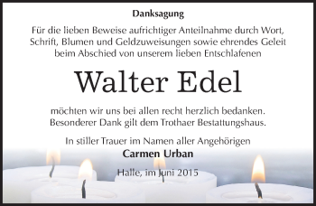 Traueranzeige von Walter Edel von Mitteldeutsche Zeitung Halle/Saalkreis