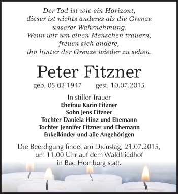 Traueranzeige von Peter Fitzner von Mitteldeutsche Zeitung Halle/Saalkreis