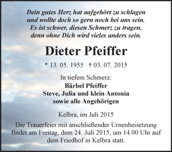 Traueranzeige von Dieter Pfeiffer von Super Sonntag SGH Mansf. Land