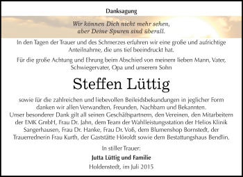 Traueranzeige von Steffen Lüttig von Super Sonntag SGH Mansf. Land