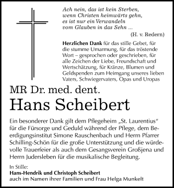 Traueranzeige von Hans Scheibert von Mitteldeutsche Zeitung Naumburg/Nebra