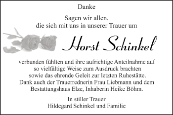Traueranzeige von Horst Schinkel von WVG - Wochenspiegel Dessau / Köthen