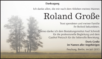 Traueranzeige von Roland Große von Mitteldeutsche Zeitung Naumburg/Nebra