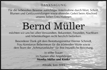 Traueranzeige von Bernd Müller von Mitteldeutsche Zeitung Quedlinburg
