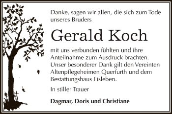Traueranzeige von Gerald Koch von Super Sonntag Bernburg