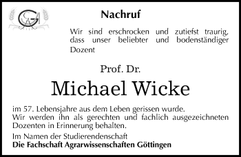 Traueranzeige von Michael Wicke von Mitteldeutsche Zeitung Halle/Saalkreis