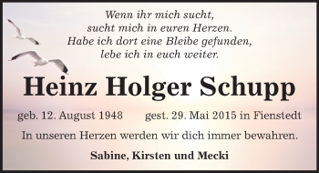 Traueranzeige von Heinz Holger Schupp von Mitteldeutsche Zeitung Halle/Saalkreis