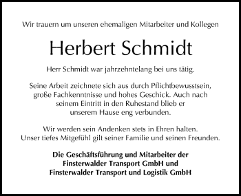 Traueranzeige von Herbert Schmidt von Mitteldeutsche Zeitung