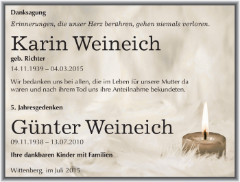 Traueranzeige von Günter Weineich von Mitteldeutsche Zeitung Wittenberg