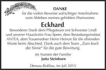 Traueranzeige von Eckhard  von WVG - Wochenspiegel Dessau / Köthen