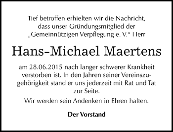 Traueranzeige von Hans-Michael Martens von Mitteldeutsche Zeitung Quedlinburg
