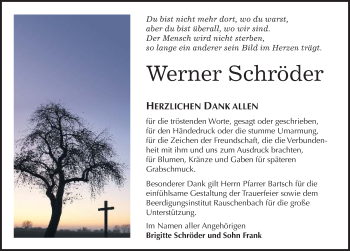 Traueranzeige von Werner Schröder von Mitteldeutsche Zeitung Naumburg/Nebra