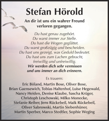 Traueranzeige von Stefan Hörold von Super Sonntag SGH Mansf. Land