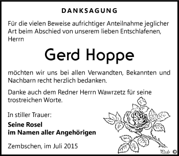 Traueranzeige von Gerd Hoppe von Mitteldeutsche Zeitung Weißenfels