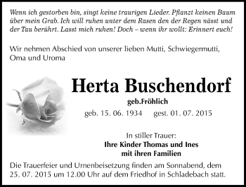 Traueranzeige von Herta Buschendorf von Mitteldeutsche Zeitung Merseburg/Querfurt