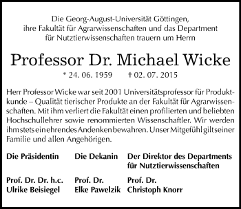 Traueranzeige von Michael Wicke von Mitteldeutsche Zeitung Halle/Saalkreis