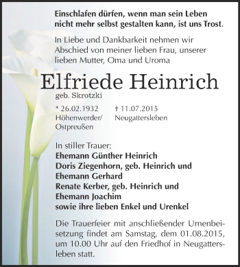 Traueranzeige von Lina Grobe von Mitteldeutsche Zeitung Köthen