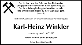 Traueranzeige von Karl-Heinz Winkler von Mitteldeutsche Zeitung Naumburg/Nebra