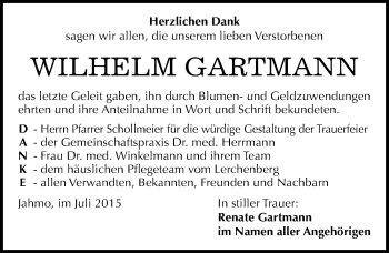 Traueranzeige von Wilhelm Gartmann von Mitteldeutsche Zeitung Wittenberg