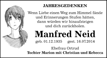 Traueranzeige von Manfred Neid von Mitteldeutsche Zeitung Merseburg/Querfurt