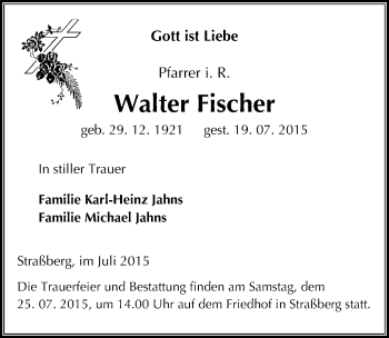 Traueranzeige von Walter Fischer von Mitteldeutsche Zeitung