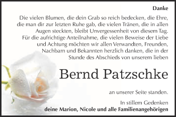 Traueranzeige von Bernd Patzschke von WVG - Wochenspiegel NMB / WSF / ZTZ