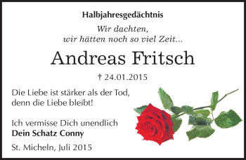 Traueranzeige von Andreas Fritsch von Mitteldeutsche Zeitung Merseburg/Querfurt