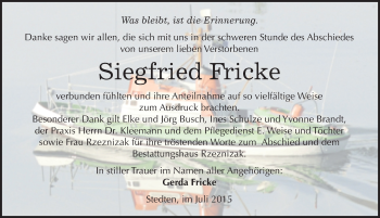 Traueranzeige von Siegfried Fricke von Mitteldeutsche Zeitung Mansfelder Land