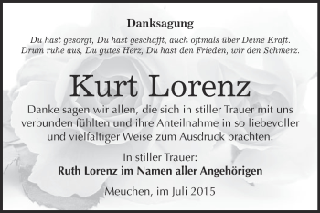 Traueranzeige von Kurt Lorenz von Super Sonntag Merseburg
