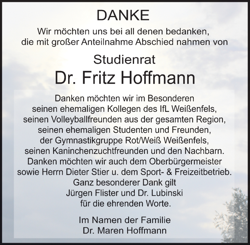  Traueranzeige für Fritz Hoffmann vom 22.07.2015 aus Mitteldeutsche Zeitung Weißenfels