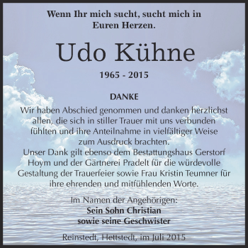 Traueranzeige von Udo Kühne von Super Sonntag Aschersleben