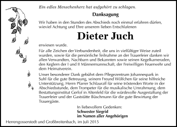 Traueranzeige von Dieter Juch von Mitteldeutsche Zeitung Naumburg/Nebra