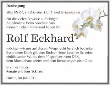 Traueranzeige von Rolf Eckhard von Super Sonntag Merseburg