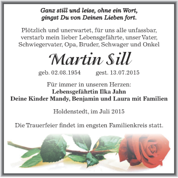 Traueranzeige von Martin Sill von WVG - Wochenspiegel SGH