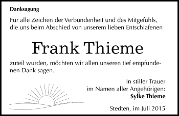 Traueranzeige von Frank Thieme von Mitteldeutsche Zeitung