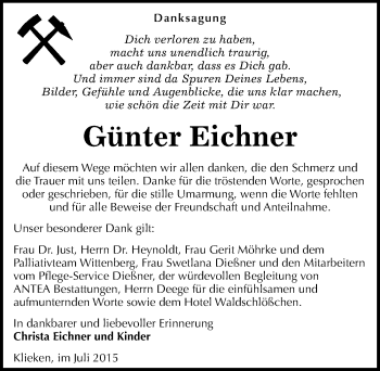 Traueranzeige von Günter Eichner von Mitteldeutsche Zeitung