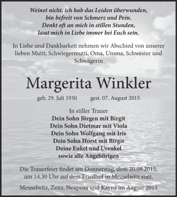 Traueranzeige von Kerstin Matschke von Mitteldeutsche Zeitung Halle/Saalkreis