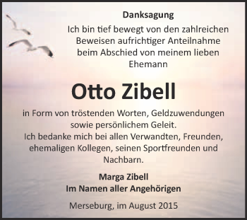 Traueranzeige von Otto Zibell von Super Sonntag Merseburg