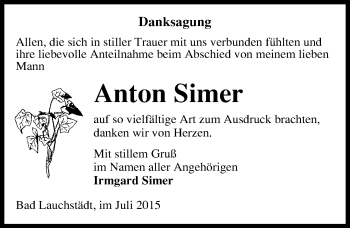 Traueranzeige von Anton Simer von Mitteldeutsche Zeitung Merseburg/Querfurt