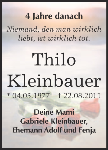 Traueranzeige von Thilo Kleinbauer von WVG - Wochenspiegel Merseburg