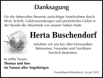 Traueranzeige von Herta Buschendorf von Mitteldeutsche Zeitung Merseburg/Querfurt