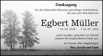 Traueranzeige von Egbert Müller von Mitteldeutsche Zeitung Dessau-Roßlau