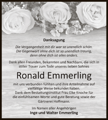 Traueranzeige von Ronald Emmerling von Super Sonntag Aschersleben