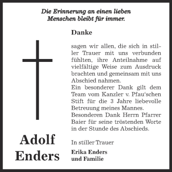 Traueranzeige von Adolf Enders von Super Sonntag Bernburg