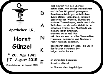 Traueranzeige von Horst Günzel von Mitteldeutsche Zeitung Naumburg/Nebra
