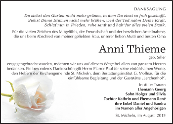Traueranzeige von Anni Thieme von Mitteldeutsche Zeitung Merseburg/Querfurt
